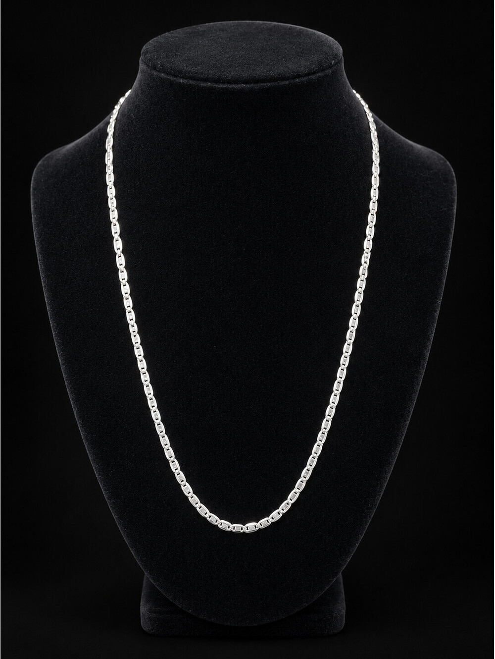 Italy 925 Sterling Silver Diamond-Cut Mariner Chain Necklace 20” 5g